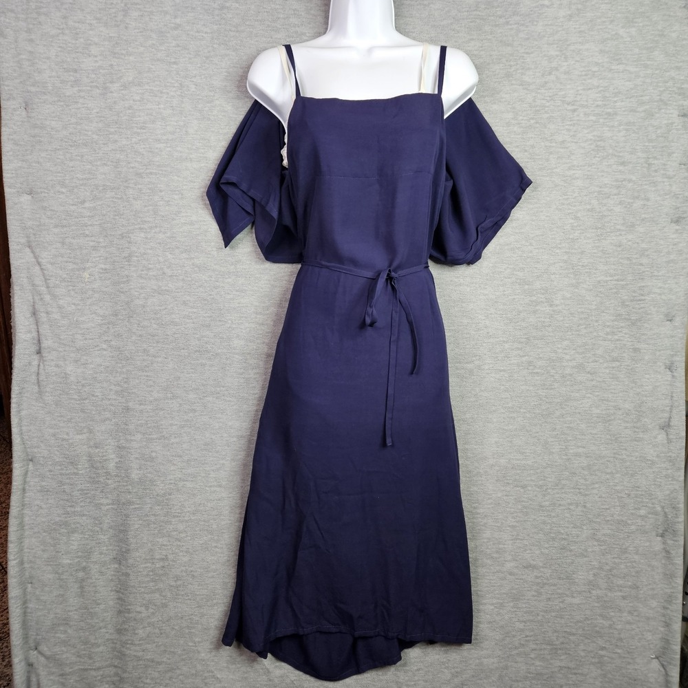LIMI feu Japanese Designer Cold Shoulder Navy Blue Maxi Dress Size S